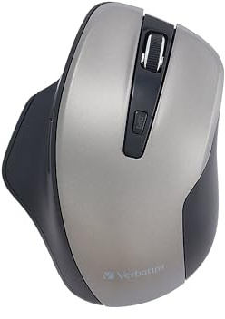 Verbatim 2.4G Wireless Ergonomic LED Silent Mouse - Noiseless and Silent Click Computer Mouse with Nano Receiver for Mac and PC - Graphite