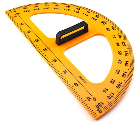 Utoolmart Rapporteur de mathématiques en plastique en demi-cercle 180 degrés pour règle de mesure d'angle Goniomètre 500 mm Plage de mesure 1 pièce