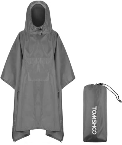 TOMSHOO Poncho de Lluvia con Capucha Chubasquero Impermeable Ligero Multifuncional como Toldo Manta Estera de Camping para Senderismo Ciclismo Unisex