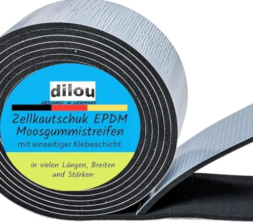 Moosgummi 8cm breit 10mm dick 1-10m lang einseitig selbstklebend Zellkautschuk EPDM (3m)