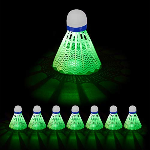 Relaxdays 24 x Federball Leuchtend, LED Badmintonbälle, HxD: 8,5 x 6,5 cm, Leucht-Federball für in- & Outdoor, Federballset, weiß