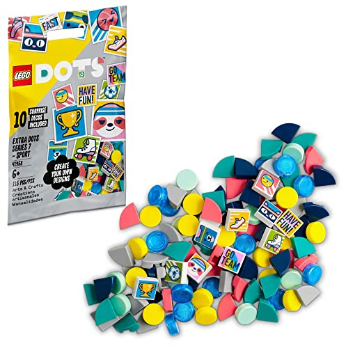 LEGO DOTS Extra DOTS Series 7 – Sport 41958 DIY-Dekorations-Spielzeug-Set für Mädchen, Jungen und Kinder ab 6 Jahren; Zubehör-Set zum individuellen Gestalten von Bastelarbeiten (115 Teile)