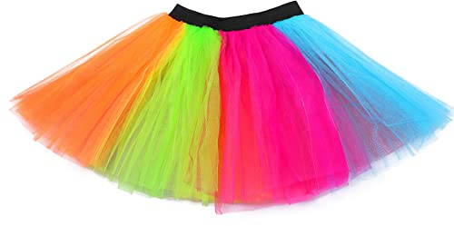 Sintege Falda Tutú para Mujer Tutú Arcoíris en Capas Falda de Tul de Ballet Traje de Neón de Fiesta de los Años 80 para Danza Baile Niñas Fiestas Disfraces Cumpleaños Carnaval Halloween Navidad