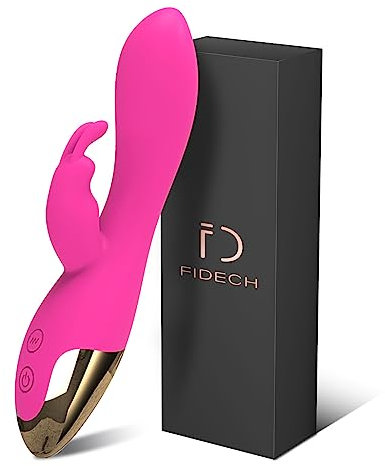 FIDECH G Spot Rabbit Vibrator, Sex Toys for Clitoris G-spot Stimulation, Waterproof Dildo Vibrator with 10 Powerful Vibrations Dual Motor Stimulator for Women or Couple Fun