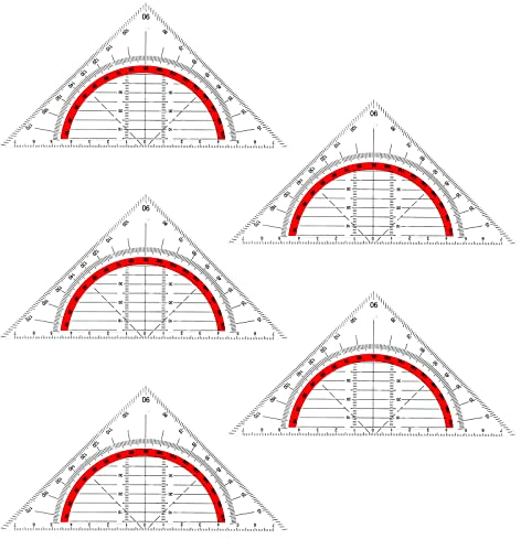 5 Stück Geodreieck aus Kunststof, Geometrie Dreieck Flexibles Geodreieck Geodreieck zum Kreise Zeichnen, Bruchsicher und transparent Geeignet für Malerei Studenten Büro Designer
