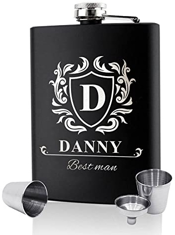 Hip Flasks for Men Personalised Hip Flask Custom Engraved Hip Flasks for Groomsmen Best Man Groom 6oz Stainless Steel Flask for Groomsman Best Man Groom Usher Gifts for Occasion(Design 1)