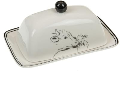 Beurrier en porcelaine Lucie d'Amadeus, Blanc, Rectangulaire, Céramique, Plastique, White, Uni