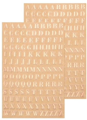 QUARKZMAN 2 Blätter Buchstaben Aufkleber, 3D Selbstklebende Groß Klebebuchstaben Sticker für Postfach,Schilder,Adressnummer,DIY Scrapbooking,Dekoration,Roségold（Buchstaben A-Z)