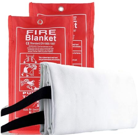 AHDFY Feuerdecke FüR Zuhause, Fiberglas-Feuerschutzdecke, LöSchdecke, FeuerlöSchdecke, Schwer Entflammbarer Schutz Und WäRmeisolierung, FüR Grill Im Freien, KüChe, Kamin, Auto, BüRo,1.8mX1.8m