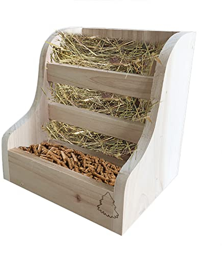 Heuraufe 2-in-1 Kaninchen Futterstation für Gras und Futter, Heuständer Heuhalter Heuspender für Meerschweinchen Chinchilla und andere Kleintiere