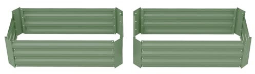 Outsunny - Juego de 2 plazas para Bancales Elevado para Huerto de Jardín con Bandeja para Flores 100 x 50 x 30 cm, Hoja de Acero Ondulada, Color Verde