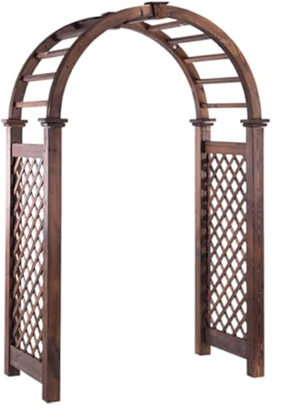 Yajuer Gartenbogen-Spalier, hölzerne Gartenlaube, Rosen-Hochzeitstorbogen, Outdoor-Spalier-Pergola für Terrassenrasen-Brautparty-Zeremonie-Dekoration (Color : Carbonized Color)