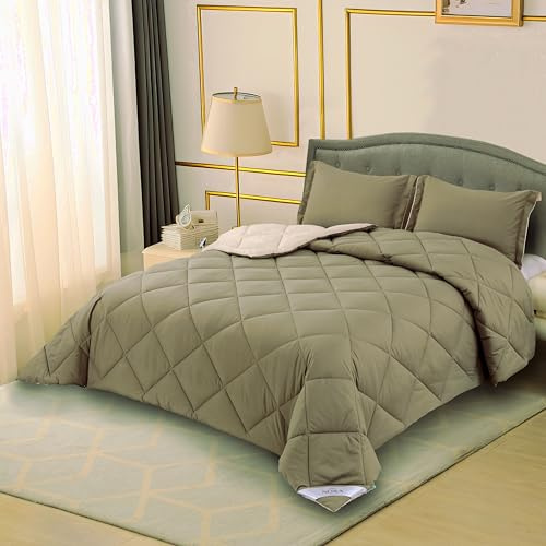 NORA HOME Piumone Matrimoniale Invernale 235x260 Beige Reversibile. Antiacaro Antibatterico Fibra 3D. Livello Termico Molto Elevato 4.5/5. Piumino Caldo 400 gr/m² - BICOLOR