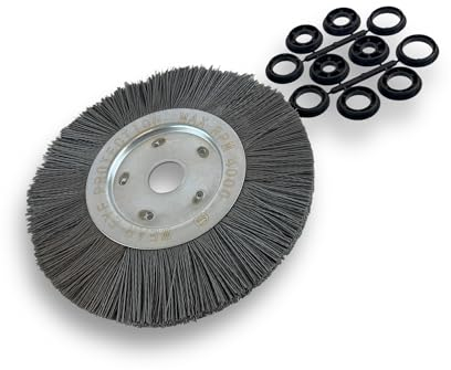 Lot de 10 brosses circulaires NYLON Abrasif | Ø 250 mm | Epaisseur 1 rang | Carbure de silicium Grain 240 | Alésage 32 mm + réducteur bague 25/22/20/16/12 mm | Touret ponceuse | Kibros 211251KR_240x10