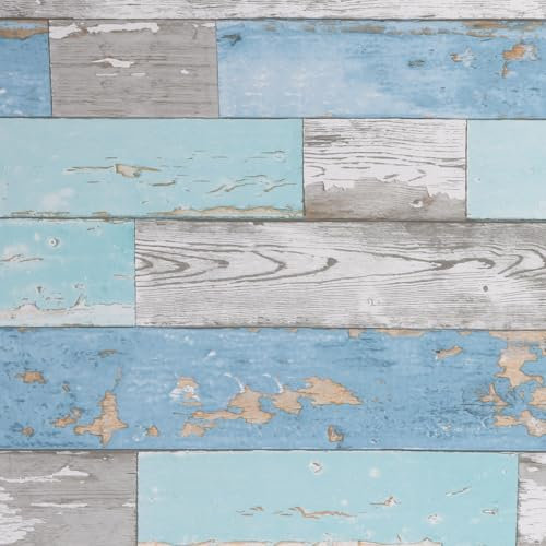 Arthome Grigio Blu Legno Autoadesiva Carta da parati,44cmx3m Naturale Legno Grain Contact Paper Rustico Adesiva Rimovibile Impermeabile Carta da parati in legno Vinile Wrap per mobili