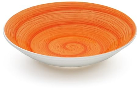 Generico Memento Table Set 6 piatti Fondi 23 cm in ceramica Made in Italy, dipinti a mano (Mandarino, Fondi)