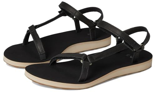 Teva dam original universal smal Lea sandal, Svart/brun, 39 EU