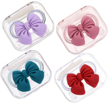 Healeved Estuche Portátil de Plástico para Lentes de Contacto 4 Juegos, Pequeño y Ligero, Adecuado para Viajes y Uso en Clase