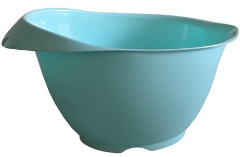 plasteo Rührschüssel GAIA - 2,8 L Backschüssel, BPA-Frei Lebensmittelecht, Ovale Stabile Form, Ausgießrand, Stapelbar, Küchenhelfer, Breiter Ergonomischer Griff - Farbe TÜRKIS