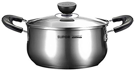 Stainless Steel Stockpot,Large Stock Pot Stockpot,304 Stainless Steel Stockpot,Non-Stick Pan,Universal Gas Cooker,20Cm/22Cm/24Cm,Silver (Color : Silver, Size : 20Cm*10Cm)