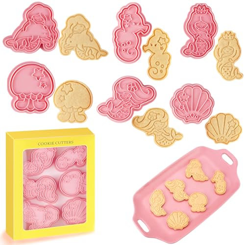 6 Pezzi Cookie Cutter, Stampi Biscotti Sirena, Formine per Biscotti Sirena Cookie Cutter Set, Tagliabiscotti per Bambini, Stampi per Biscotti 3D, per DIY Accessori da Cucina