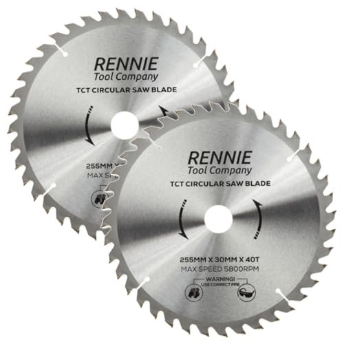 Confezione da 2 lame circolari per legno da 255 mm x 30 mm x 40 T TCT, include anelli di riduzione del foro da 25 mm, 20 mm e 16 mm. Compatibile con sega circolare Bosch Makita DeWalt, ecc. Per seghe