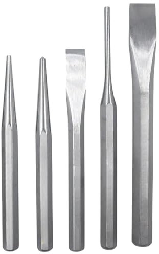 Set Scalpelli e Punzoni 5 pz. Punteruoli, Cacciaspine, Cacciachiodi per meccanico e muratore, in acciaio inossidabile Scalpelli Meccanico Muratore, Cacciachiodi e Cacciaspine, Bulino. 2385633