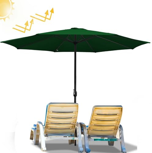 Ollewiellan Sonnenschirm Ø 270 cm mit Kurbel, Ampelschirm beidseitig um 30° knickbar, UV Schutz 50+ Strandschirm, Sonnenschutz, Gartenschirm für Terrasse, Balkon, ohne Ständer, Grün