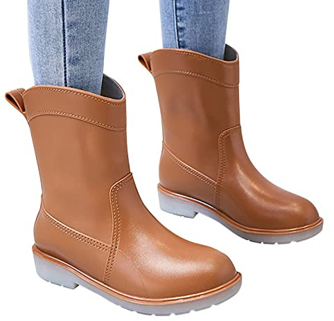 Viunychn Gummistiefeletten Damen Schwarz - Regenschuhe Transparent wasserdichte Einfarbig Mit Bequem Absatz Anti-Rutsch Sommer Gummischuhe Safety Schwarz Protective Chelsea-Stiefel Reitstiefel Leicht