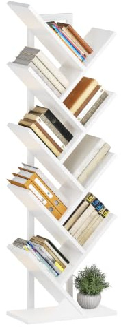 HOOBRO Bücherregal, Regal mit 8 Ebenen, Standregal mit Einstellbarer LED-Beleuchtung, Leiterregal, DVD-Regal, Büroregal, Freistehendes Eckregal für Bücher, Wohnzimmer, Schlafzimmer, Büro EWW08CDSJ01
