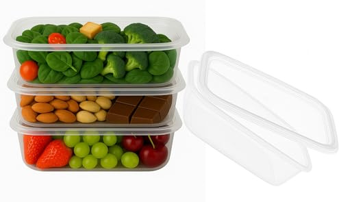 BH | 4 Pcs of Food Storage Containers with Lids | 1500ml | Air Tight | Leakproof | Stackable | BPA-Free | Clear | Rectangle | Home, Office, Kitchen, School Lunch and Pantry - By BEST HOUSE