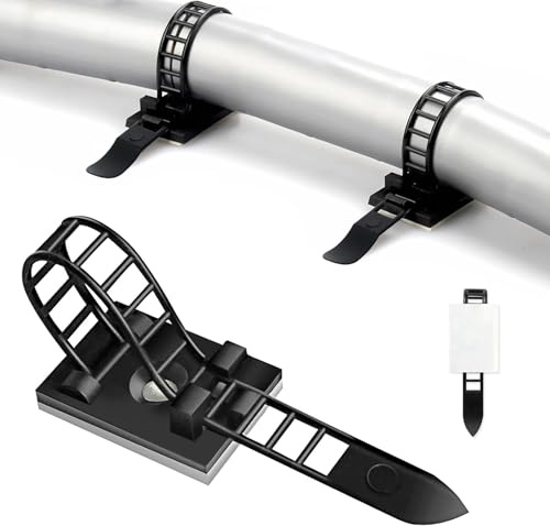 yolzhxe 50 pezzi Fermacavo Autoadesivo, Fermacavi Adesivi Nero, Regolabili Ferma Cavi in Nylon, Riutilizzabili Clip Adesive, Organizer Cavi per Casa e Ufficio, 91 mm x 18 mm