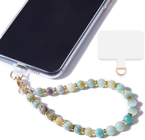 Tomedeks Marble Beaded Phone Wrist Strap, Anti-Lost Charm Wrist Strap for Universal Phone, Green, Female, 1 Count