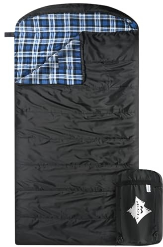 Mcota Baumwoll-Flanell-Schlafsack für Erwachsene, 100% Baumwollfutter-Schlafsack für Camping, Wandern, Rucksackreisen, leicht und tragbar, 3-4 Jahreszeiten bei warmem Wetter (Schwarz/Blau)