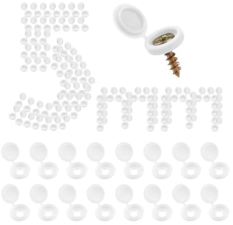 JJWNMLL 160pcs Hinged Plastic Screw Caps,White Fold & Snap Decorative Caps | Hole diameter 5mm Covers with Box for Furniture Cabinet & Shelf