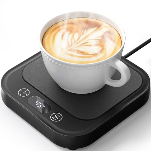 Coffee Mug Warmer for Desk, Smart Coffee Cup Warmer for Desk with 4 Temperature & 5 Timer Control, 8H Auto Shut-off, Electric Beverage Warmer for Coffee, Tea, Milk, Home, Office (Cup Not Included)