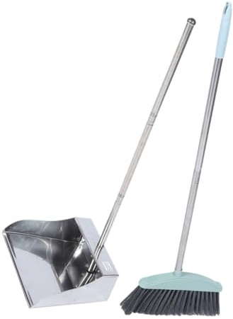 SAFIGLE Long Handle Broom and Dustpan for Floor Cleaning Lightweight Ergonomic Design Reduces Fatigue Resistant Stainless Steel with Smooth Surface for Indoor Use and Home Decor Styles
