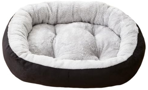 Mateju Hundebett Donut Flauschig, Plüsch Haustierbett Katzenbett Flauschig Weiche Warme Hundekissen mit rutschfest Unterseite Katzenkissen für Mittelgroße Kleine (Schwarz,L 72x52cm)
