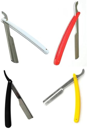 NEWMAX DARBEE Professional Straight Razor Turkish Barber Style Black, White, Red and Yellow (4 Colours) 4Pcs of Mix Colour & 12Pcs Full Box (Red, Black, Yellow, White, Pack of 4 (One-One Pc))