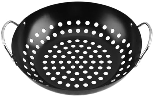 VALICLUD Plaque de Cuisson Antiadhésive Carrée Trous et Poignée Grosse Capacité pour Barbecue Grille à Viande et Plat de Filtration d'Huile Ustensile Résistant à la Chaleur pour