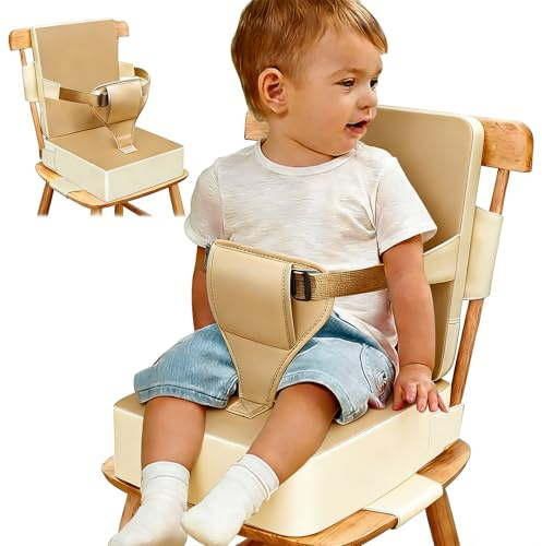 Silla Elevadora para Niños y Bebés, Impermeable en Poliuretano, Con Respaldo y Cinturón de Seguridad Ajustable de 3 Puntos, Cojín de Asiento Portátil