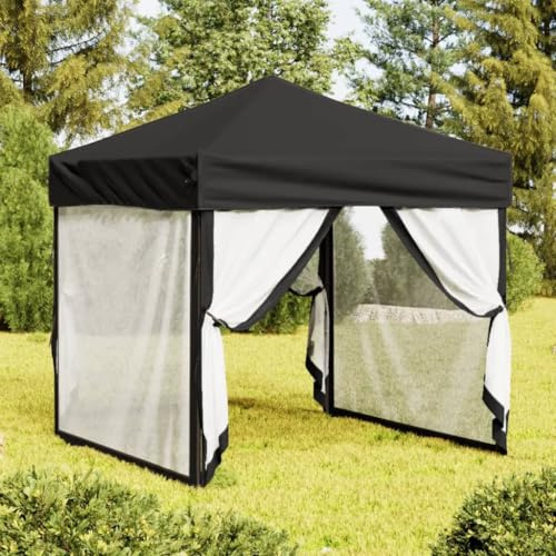 Nqyjm Tonnelle de Jardin Extérieur Tente de Réception Pliable avec Parois Noir 2x2 m, Pavillon Chapiteau pour Mariage, Fêtes, Camping, événements Commerciaux Model 2