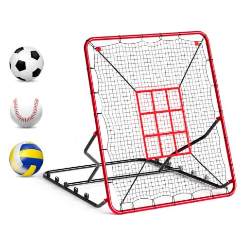 Virimolo Filet De Rebond De Baseball 2 en 1, 9 Zones, Cadre en Acier Robuste, Angle Réglable Portable, Intérieur & Extérieur