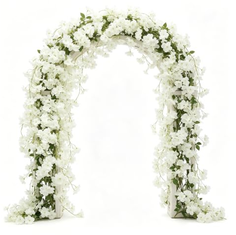 Durdiiy Guirlandes Fleurs Artificielles Cerisier Blanches, 180cm, 3 Pièces | Soie Artificielle, Réaliste, Mariage Fêtes Maison Jardin, Décoration Festive