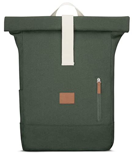 Johnny Urban Rolltop Rucksack Damen & Herren Grün - Adam Large - 16 Laptop Fach - Robustes Baumwoll Canvas - Wasserabweisend
