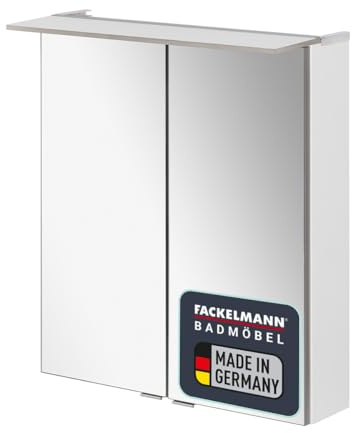 FACKELMANN B.PERFEKT LED Spiegelschrank 60 cm – Energieeffiziente LED-Beleuchtung, Weiß matt, Made in Germany, Ideal für kleine Bäder (60 x 69 x 15 cm)