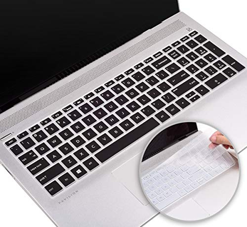 Tastaturschutz für HP Envy x360 15.6 Laptop 2021 2020/ HP Envy 15M-BP 15M-BQ, HP Pavilion x360 15-BR075NR/ HP Pavilion 15-dy 15-cb 15-cc 15-cd 15-bw 15-bs (Schwarz + transparent) 2 Stück
