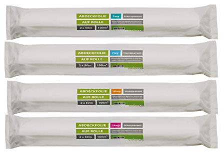 Colorus Malerfolie Abdeckfolie | Abdeckplane auf Rolle 2 x 50 m | Maler-Schutzfolie 30µ | LDPE-Folie transparent 100m² | Allzweck-Folie Malerplane Malerarbeiten, Streicharbeiten | Malerbedarf