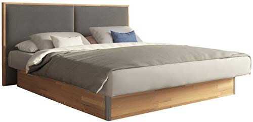 SuMa - Doppelwasserbett 180x200 dual freistehend m. Sockel Kernbuche und Kopfteil Duetto, Farbe lightgrey 180x200 cm