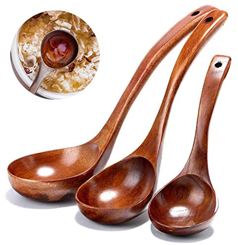 Naturholz Suppenkelle Aus Holz Suppenkelle Suppenlöffel Naturholz Japanischer Suppenlöffel Mit Langem Griff Aus Holzwaren Löffel Für Holz Küchengerät 3 Stück